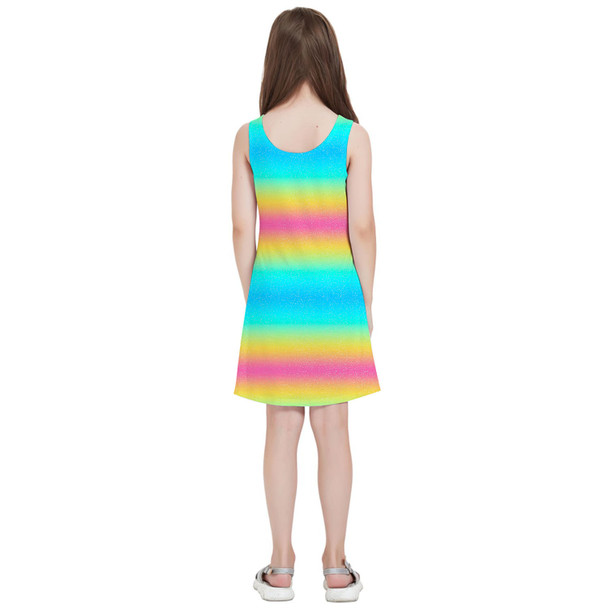 Girls Sleeveless Dress - Rainbow Ombre