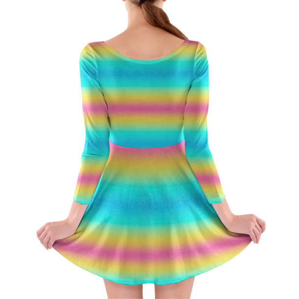 Longsleeve Skater Dress - Rainbow Ombre