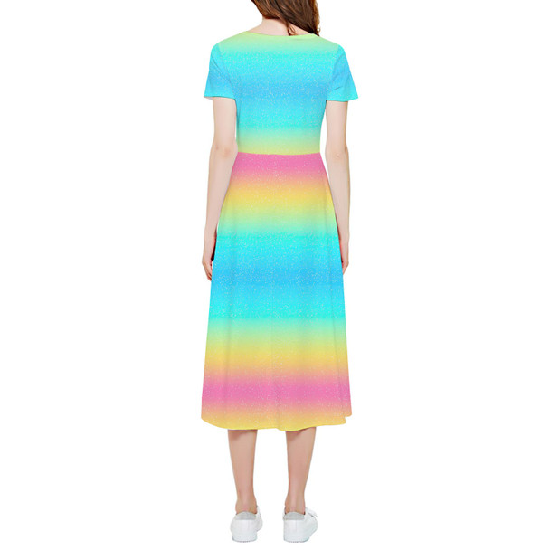 High Low Midi Dress - Rainbow Ombre