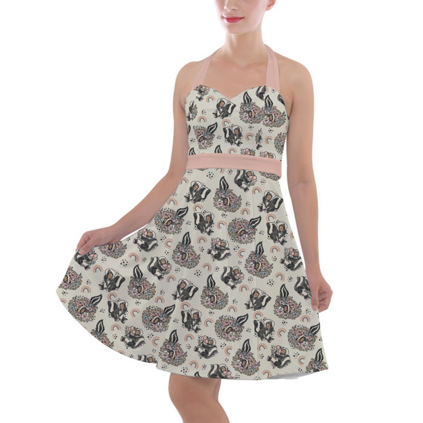 Halter Vintage Style Dress - Happy Flower