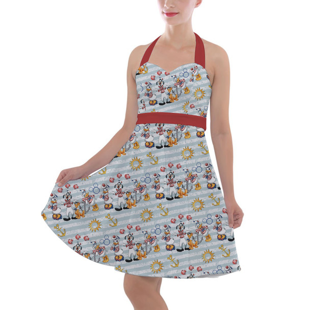 Halter Vintage Style Dress - Cruise Set Sail with Goofy & Friends