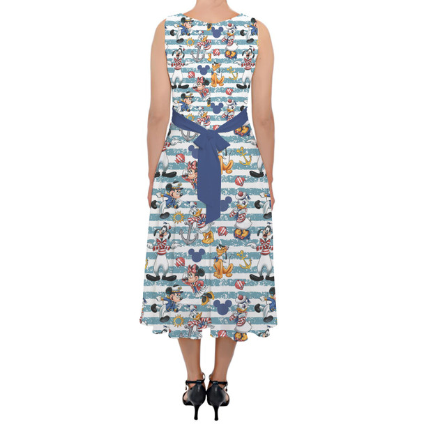 Belted Chiffon Midi Dress - Cruise with Mickey & Friends