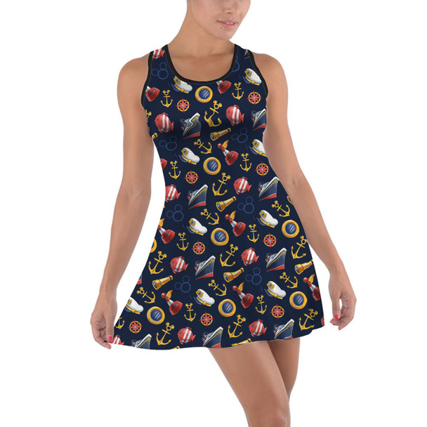 Cotton Racerback Dress - Cruise Mouse Ear Icons