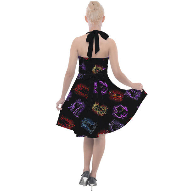 Halter Vintage Style Dress - Disney Villain Glitter Silhouettes