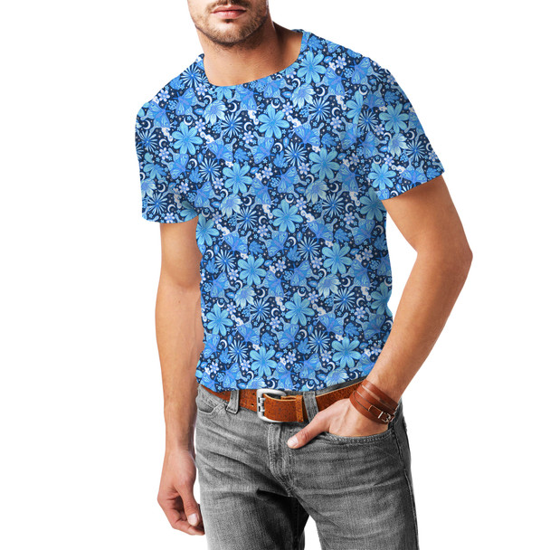 Men's Cotton Blend T-Shirt - Blue Crystal Moths