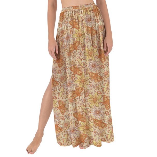 Maxi Sarong Skirt - Orange Crystal Moths