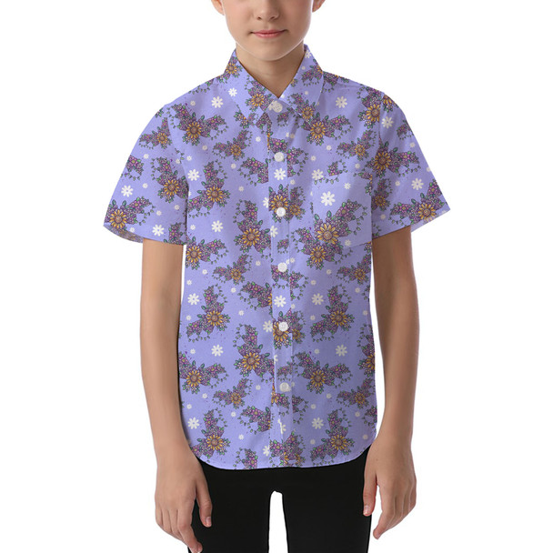 Kids' Button Down Short Sleeve Shirt - Blooming Bats