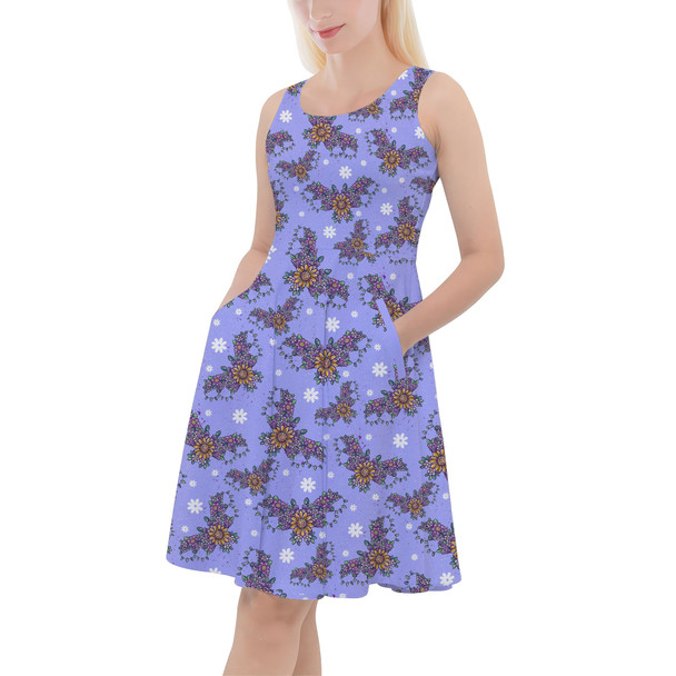 Skater Dress with Pockets - Blooming Bats