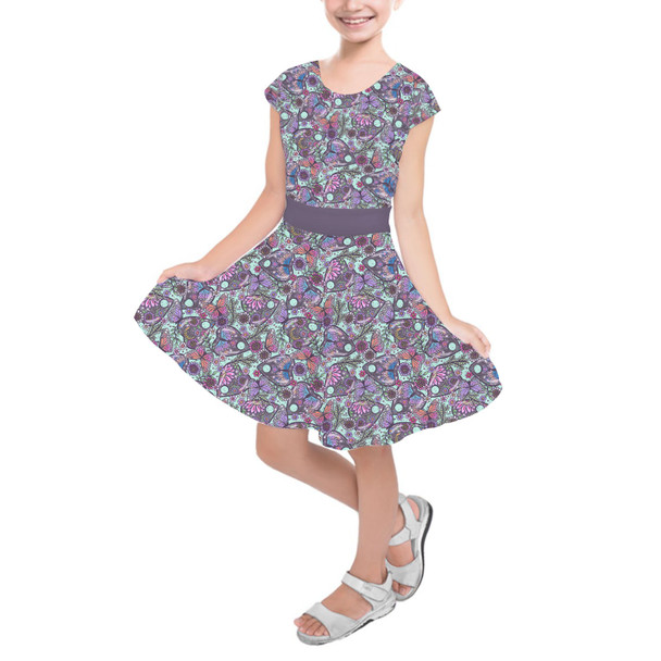 Girls Short Sleeve Skater Dress - Butterfly Planchettes