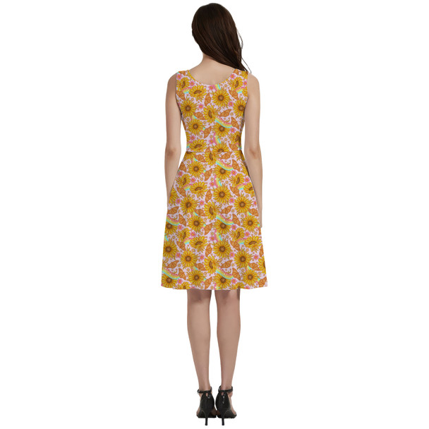 V-Neck Pocket Skater Dress - Sunflower Dreams