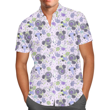 Men's Button Down Short Sleeve Shirt - Pretty Purple Potions - Rainbow ...