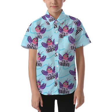 Kids' Button Down Short Sleeve Shirt - Moana's Tamatoa - Rainbow Rules