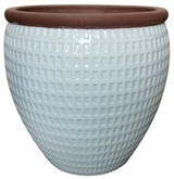 Glazed Ceramic Hamilton Planter White/Terracotta - 16 inch