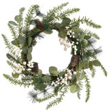 Pine Cone, White Berry & Eucalyptus Faux Wreath - 21.5 Inches