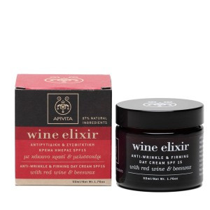 Apivita wine elixir crema de día antiarrugas y reafirmante SPF 15 con vino tinto y cera de abeja 50 mL