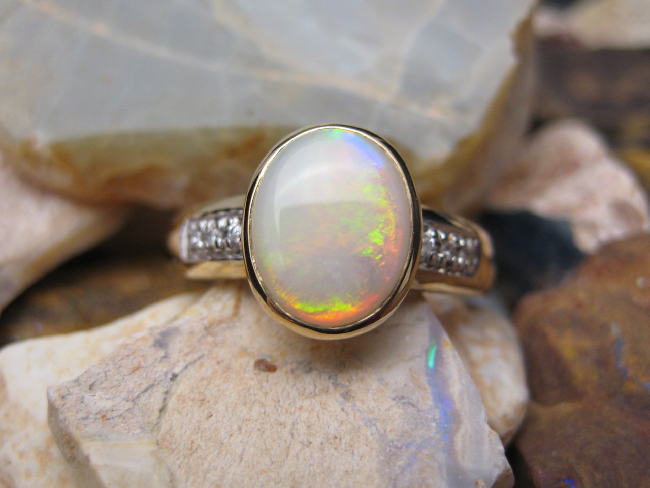 Caitlin - White Opal Ring