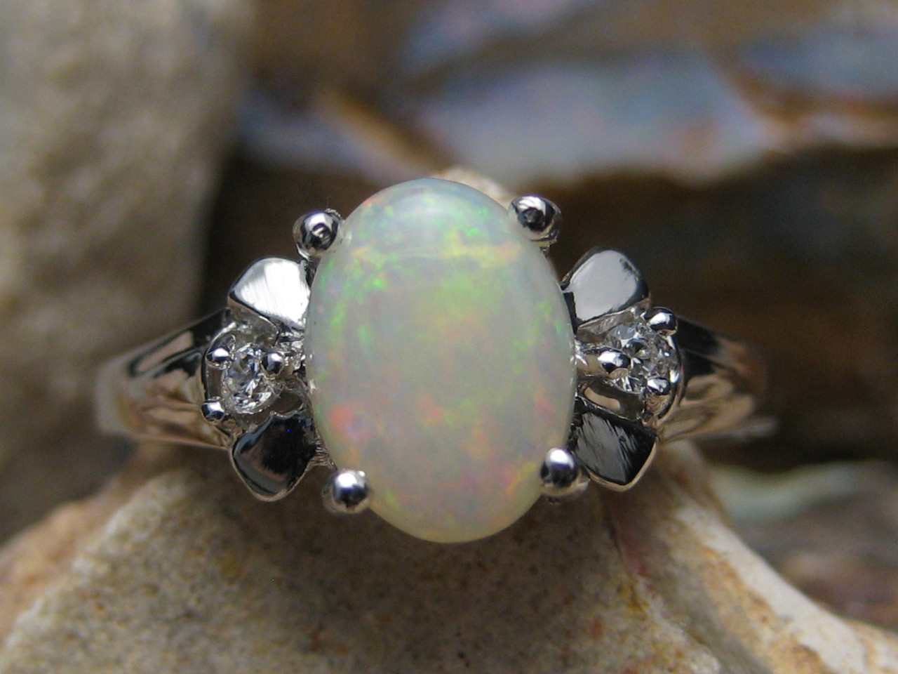 Leana - White Opal Ring