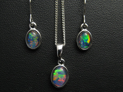 matching opal pendant earring set