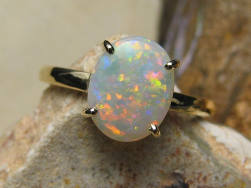 white fire opal ring
