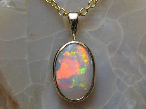 white fire opal pendant