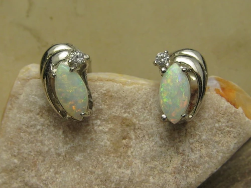 white opal earrings