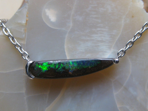 boulder opal pendant with integrated chain