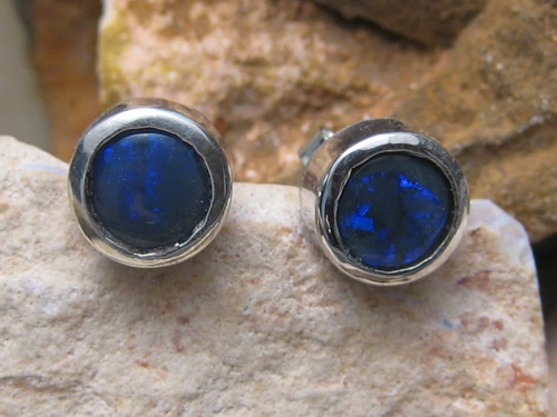 black opal earrings in sterling silver