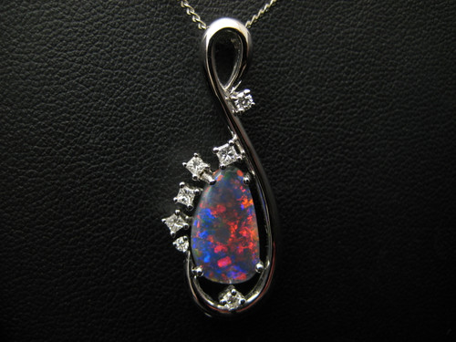 Diamond Kissed - Black Opal Pendant