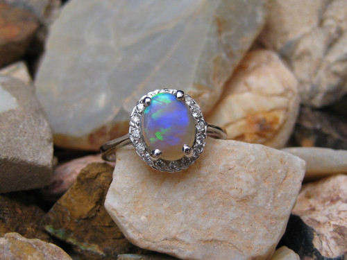 Crystal opal ring