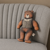 Mr. Teddy Bear Pillow 13"x9" Cotton Vintage Toy Style