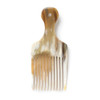 Hand-Carved Buffalo Horn Hair Pick Comb – Natural 7" x 3" | Large Detangling Comb, Artisan Hair Tool