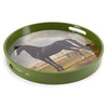 Paddock Round Lacquer Tray – Moss | Handcrafted Wood Serving Tray,