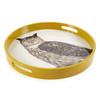 Fauna Round Lacquer Tray – Ochre | Handcrafted Wood Serving Tray