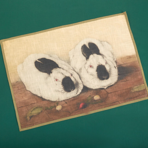 Himalayan Bunnies Cotton Tea Towel 20"x28" | Vintage Animal Art