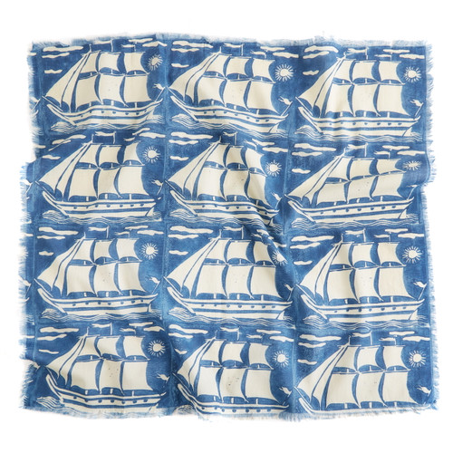 SHIP BLOCK PRINT VOILE BANDANA