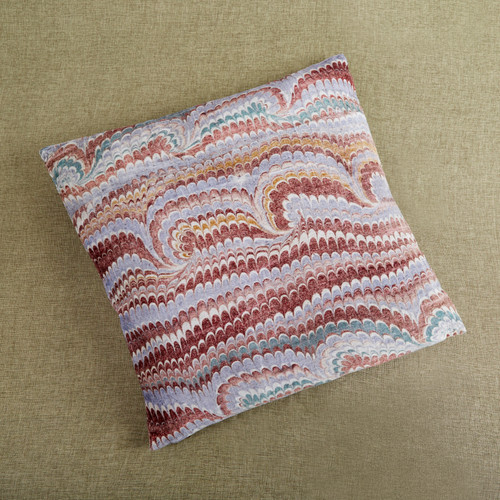 Bronte Velvet Pillow Bordeaux 22x22 Marbled Book Print