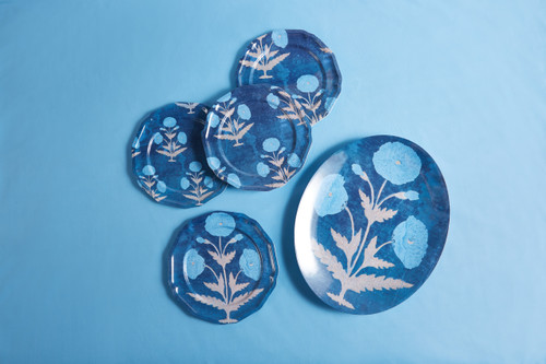 Poppy Blue Oval Tray – Melamine Serving Tray by Siren Song