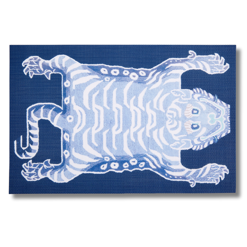 Siren Song Blue Tibetan Tiger Woven Vinyl Placemats – Set of 4