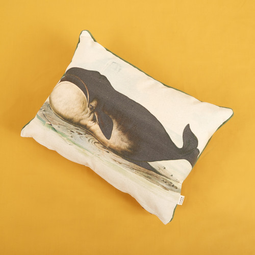 Whale Vintage Canvas Pillow 12"x16" | Nautical Siren Song