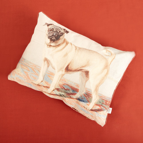Pug Vintage Canvas Pillow 12"x16" | Antique Dog Decor
