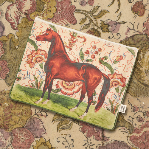 Horse Country Canvas Pouch 8.5"x11" | Equestrian Zip Bag