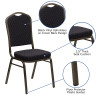 Flash Furniture HERCULES Series Crown Back Stacking Banquet Chair with Navy Blue Patterned Fabric and 2.5'' Thick Seat - Gold Vein Frame, Model FD-C01-GOLDVEIN-S0806-GG 2