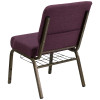 Flash Furniture HERCULES Series 21'' Extra Wide Plum Fabric Church Chair with 4'' Thick Seat, Communion Cup Book Rack - Gold Vein Frame Model FD-CH0221-4-GV-005-BAS-GG 5