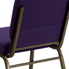 Flash Furniture HERCULES Series 21'' Extra Wide Royal Purple Fabric Stacking Church Chair with 4'' Thick Seat - Gold Vein Frame Model FD-CH0221-4-GV-ROY-GG 5