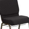 Flash Furniture HERCULES Series 21'' Extra Wide Black Dot Patterned Fabric Church Chair with 4'' Thick Seat, Communion Cup Book Rack - Gold Vein Frame Model FD-CH0221-4-GV-S0806-BAS-GG 6