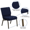 Flash Furniture HERCULES Series 21'' Extra Wide Navy Blue Dot Patterned Fabric Stacking Church Chair with 4'' Thick Seat - Gold Vein Frame Model FD-CH0221-4-GV-S0810-GG 2