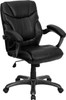 Flash Furniture Mid-Back Black Office Chair with Mesh Back and Italian Leather Seat Model GO-724M-MID-BK-LEA-GG