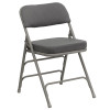 Flash Furniture HERCULES Series Premium Curved Triple Braced & Quad Hinged Gray Fabric Upholstered Metal Folding Chair Model HA-MC320AF-GRY-GG