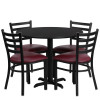 Flash Furniture 36'' Round Black Laminate Table Set with 4 Ladder Back Metal Chairs - Burgundy Vinyl Seat, Model HDBF1005-GG