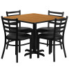 Flash Furniture 36'' Square Natural Laminate Table Set with 4 Ladder Back Metal Chairs - Black Vinyl Seat, Model HDBF1015-GG